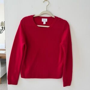 100% Cashmere Red Crew Neck Sweater Caslon Medium